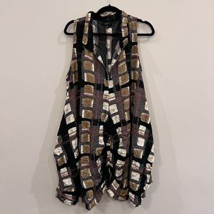 Comfy USA [Crinkle Material] Oversized Sleeveless Tunic Top